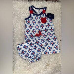 Blue and Red Patterned Baby Outfit